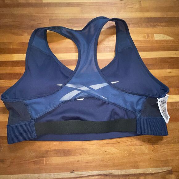 Reebok Lux Vector Medium Impact Racerback Bra Navy 4X - Picture 5 of 8